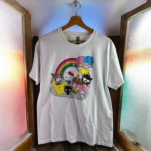 3/$20 Hello Kitty & Friends Adult Large 100% Cotton S/S T-Shirt Anime Rainbow